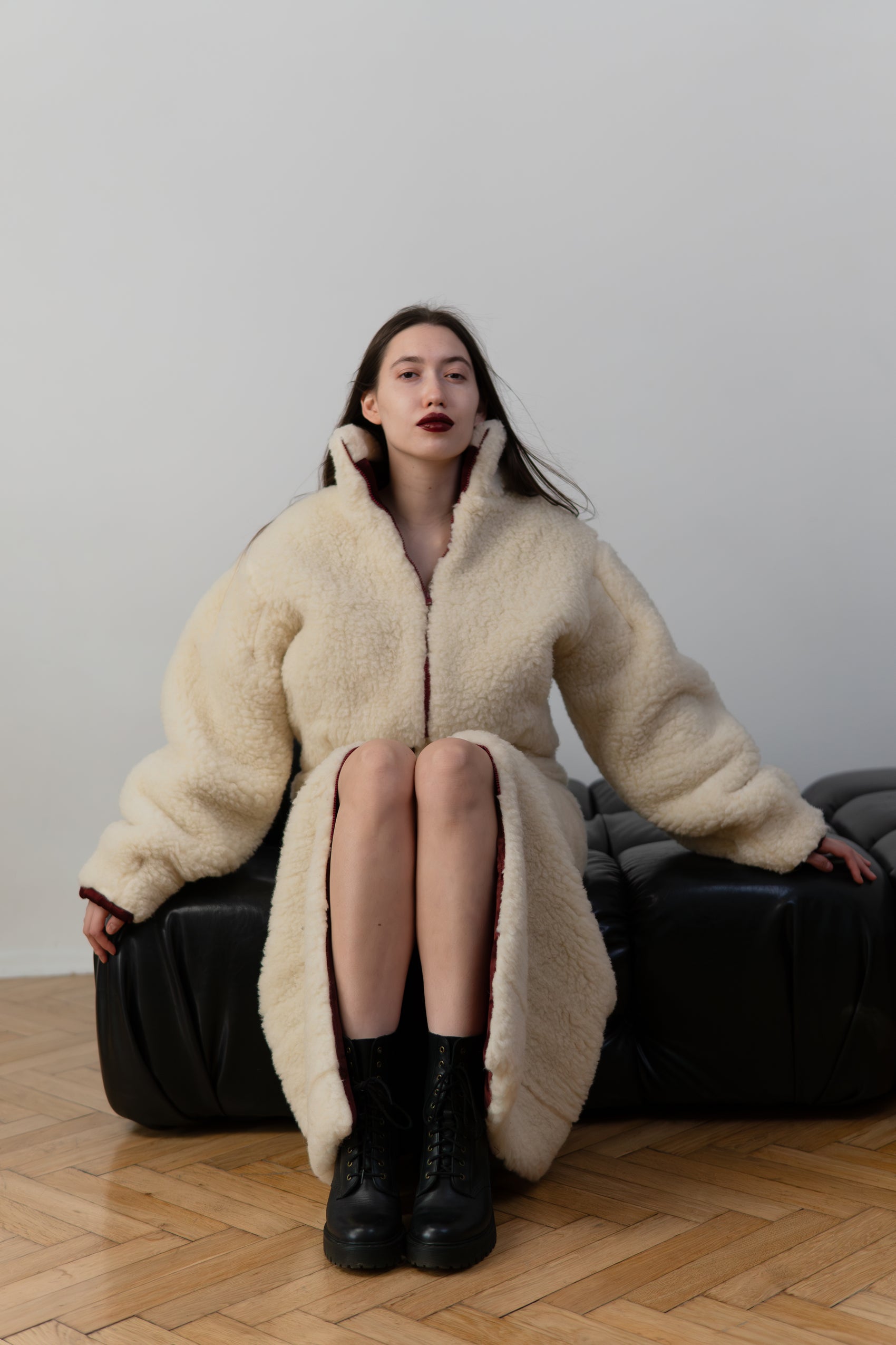 Kurze Wolljacke für Damen - Weiß