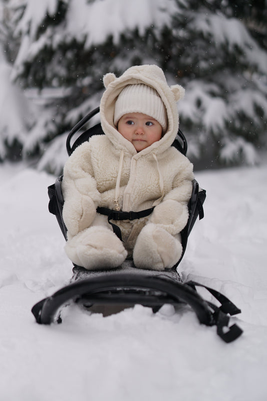 Baby/Kid Virgin White Wool Overall