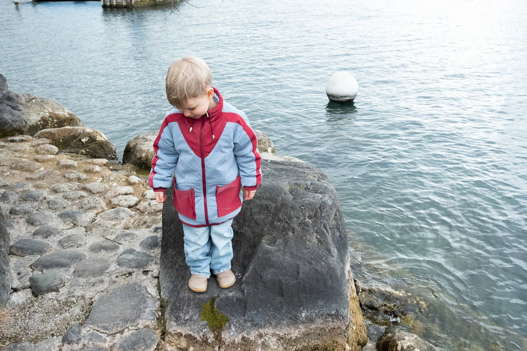 Kid's Wool Puff Jacket - Blue - Natural, Non-Toxic & Insulated with 100% Wool