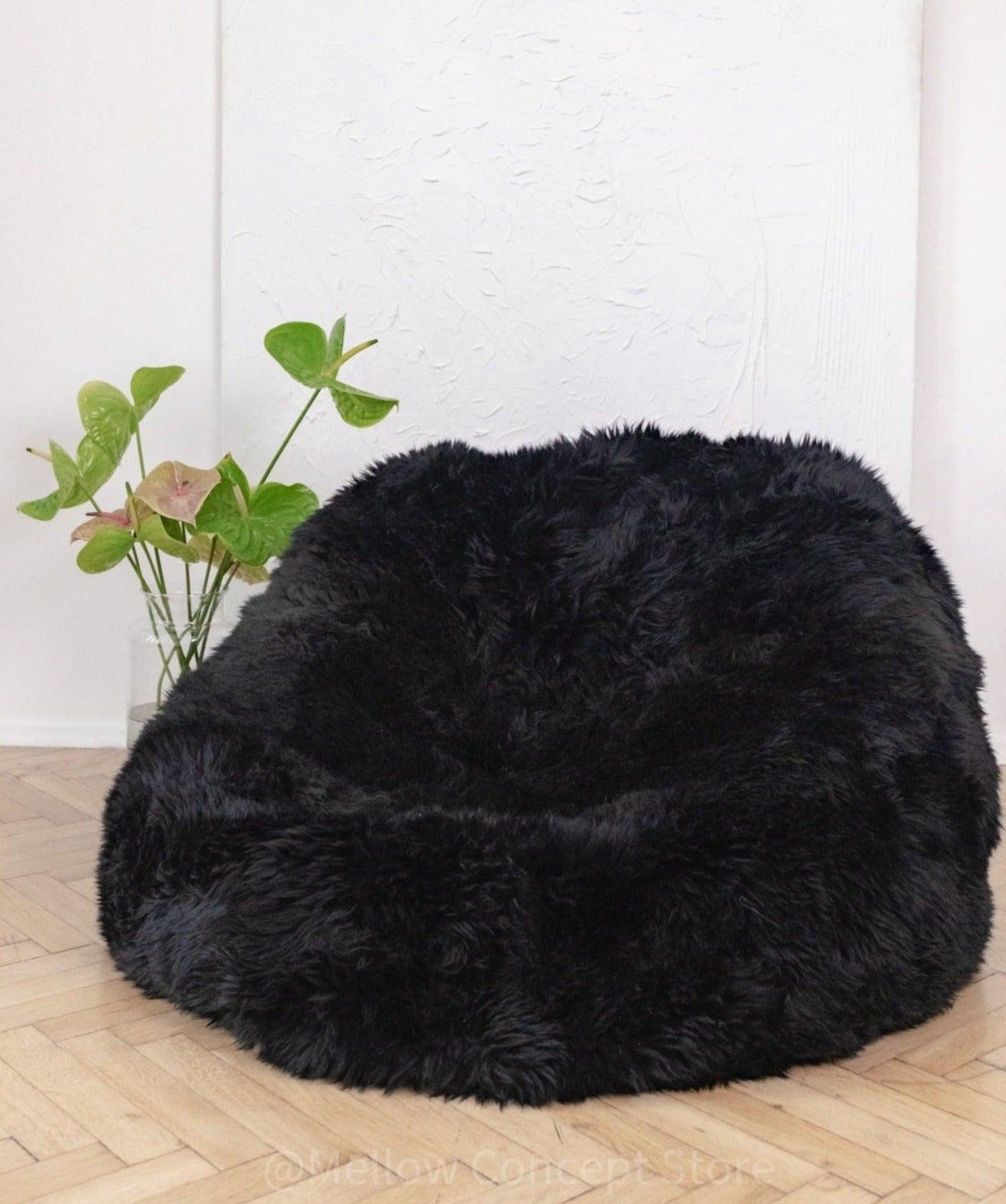 Sitzsack aus natürlichem Schaffell - Schwarz