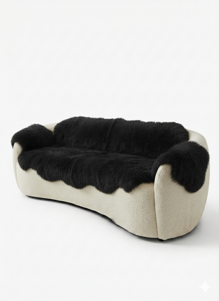 Genuine Black Sheepskin Couch Cover for Dogs — Natural Sofa Protector (Plastic-Free)