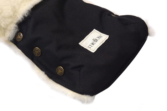 Waterproof Natural Wool Stroller Hand Muffs  Black&White