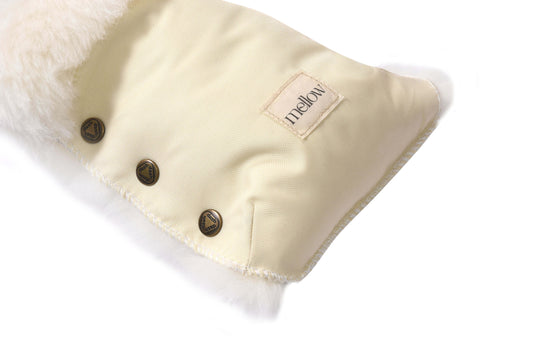 Waterproof Natural Sheepskin Stroller Hand Muffs White