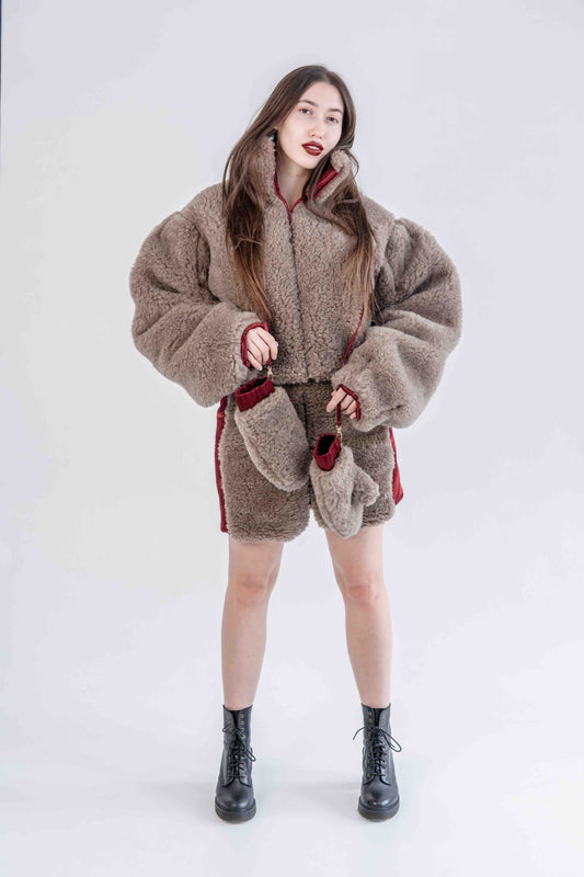 Kurzer Wollrock für Damen - Beige