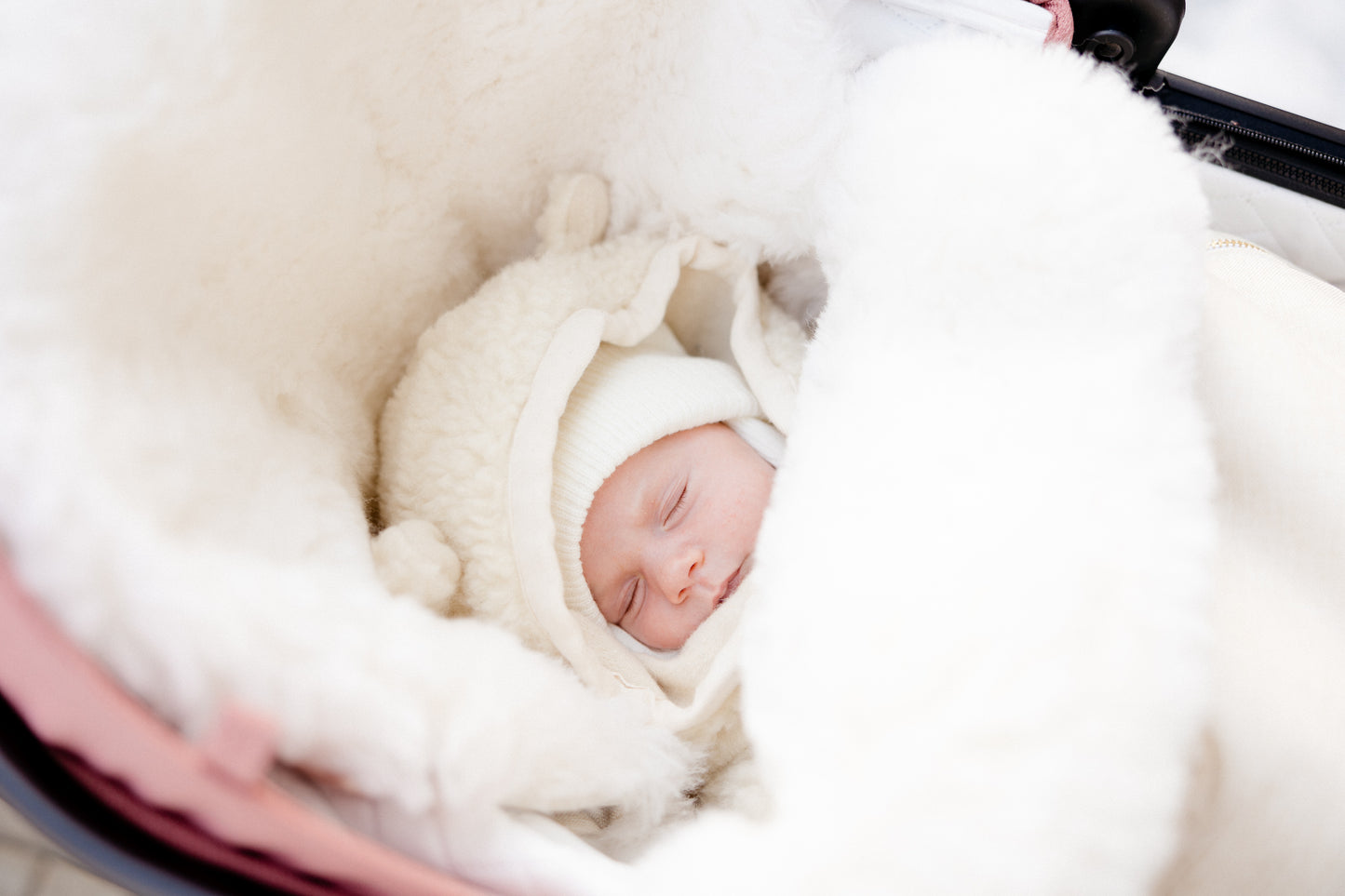 White Natural Sheepskin Stroller Sleeping Bag