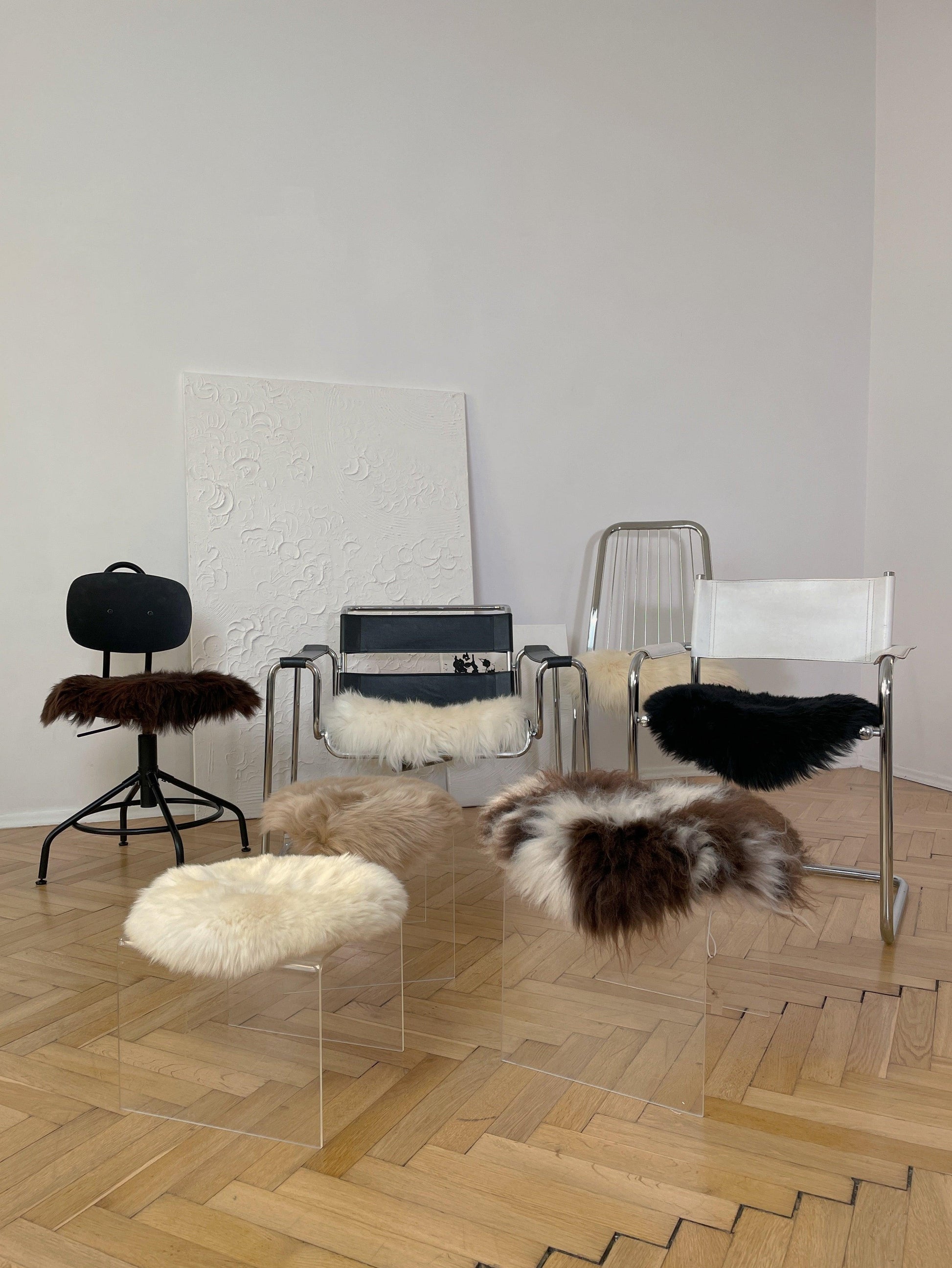 Natural Sheepskin Stool Cover