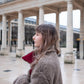 Oversized Woolen Coat with Maroon Silk Lining  Beige