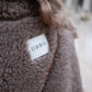 Oversized Woolen Coat with Maroon Silk Lining  Beige