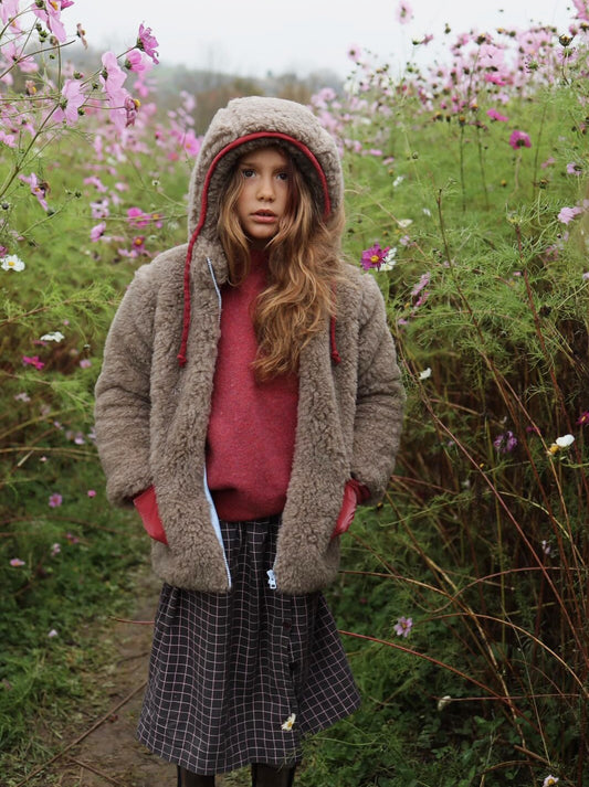 Baby/Kid Jacket in Teddy Wool Melange Brown