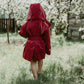 Kid's Trench Coat - Burgundy Red - Cotton