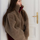 Woolen Women's Short Jacket Dark Grey