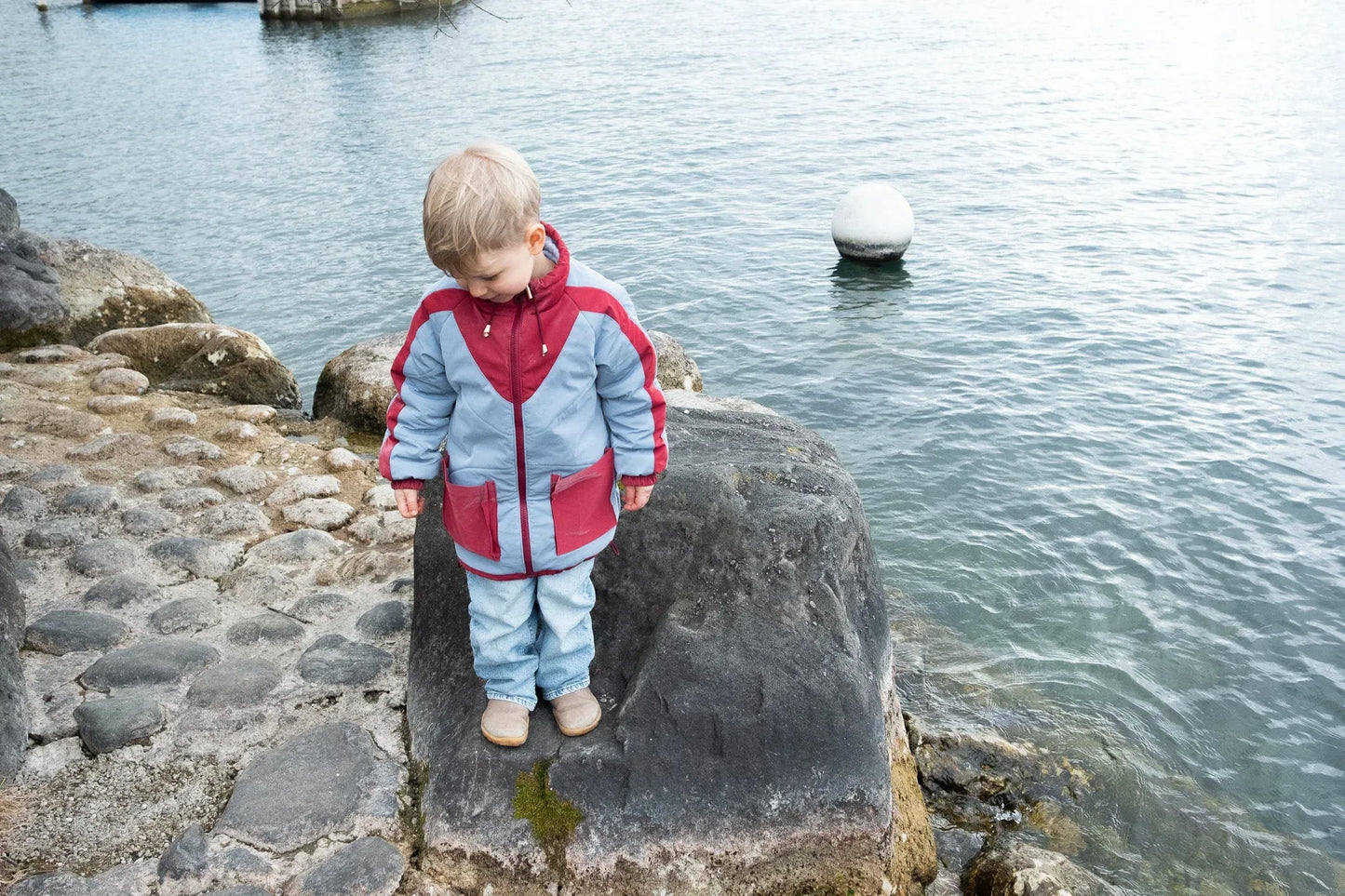 Kid's Wool Puff Jacket - Blue - Natural, Non-Toxic & Insulated with 100% Wool