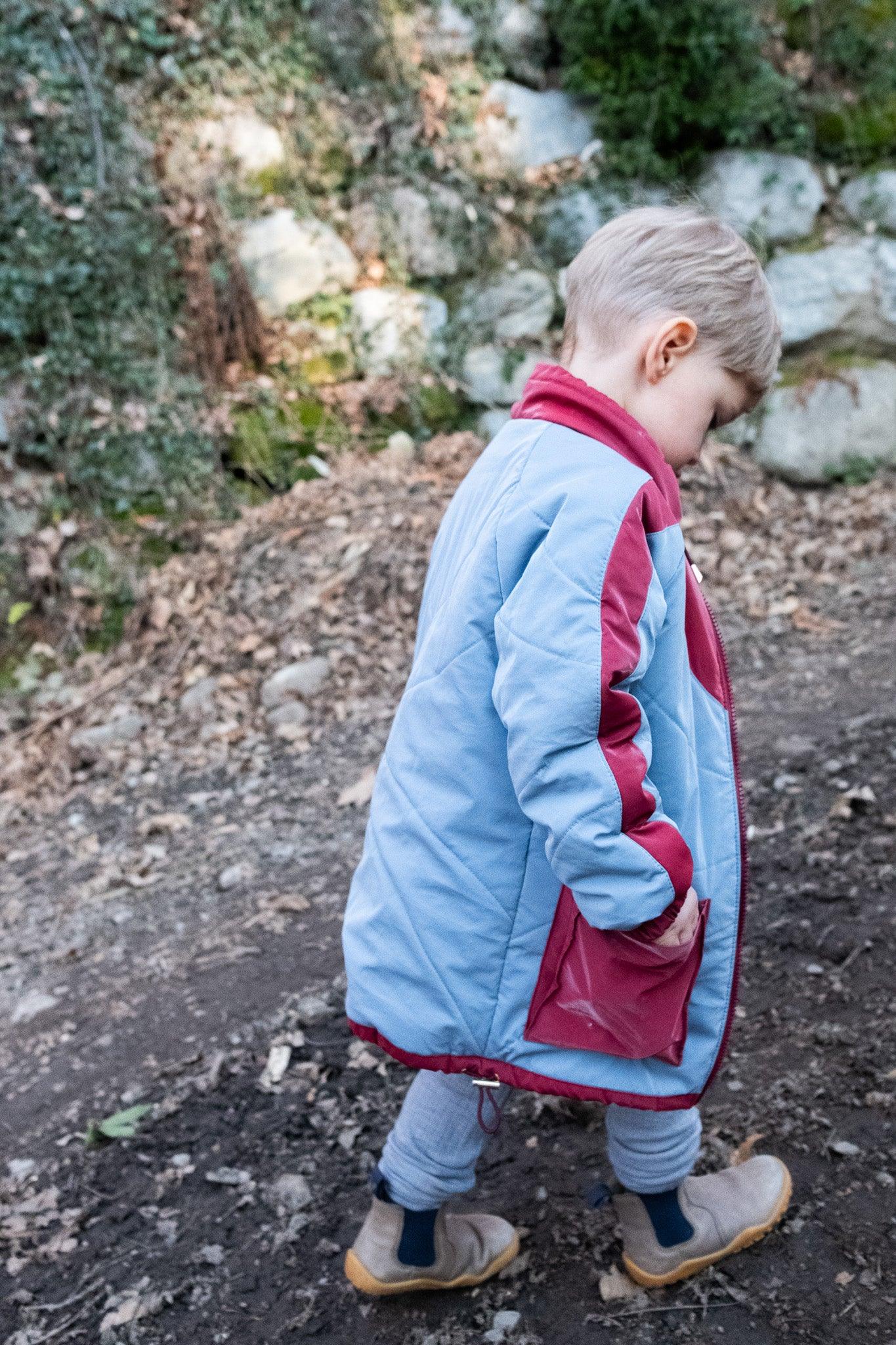 Kid's Wool Puff Jacket - Blue - Natural, Non-Toxic & Insulated with 100% Wool