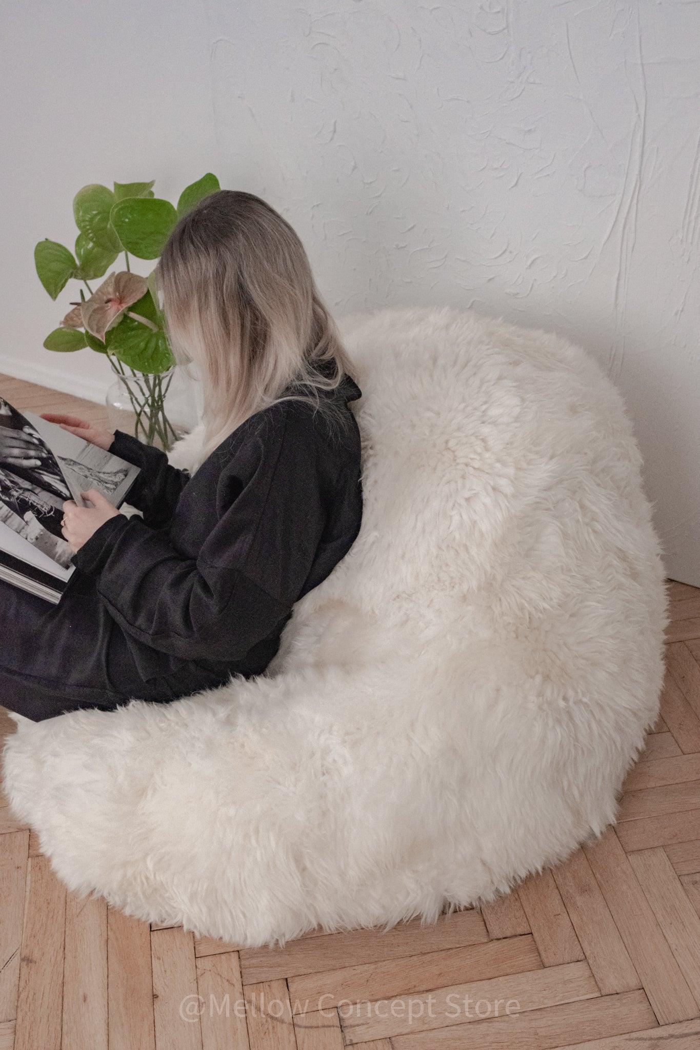 Natural Sheepskin Beanbag White