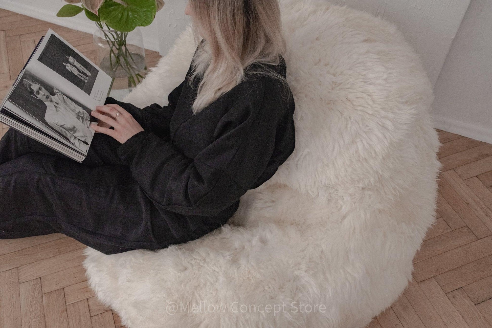Natural Sheepskin Beanbag White