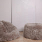Natural Sheepskin Pouf / Ottoman Greige