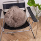 Round Natural Sheepskin Pillow Greige