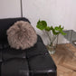 Round Natural Sheepskin Pillow Greige