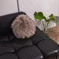 Round Natural Sheepskin Pillow Greige