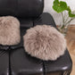 Round Natural Sheepskin Pillow Greige