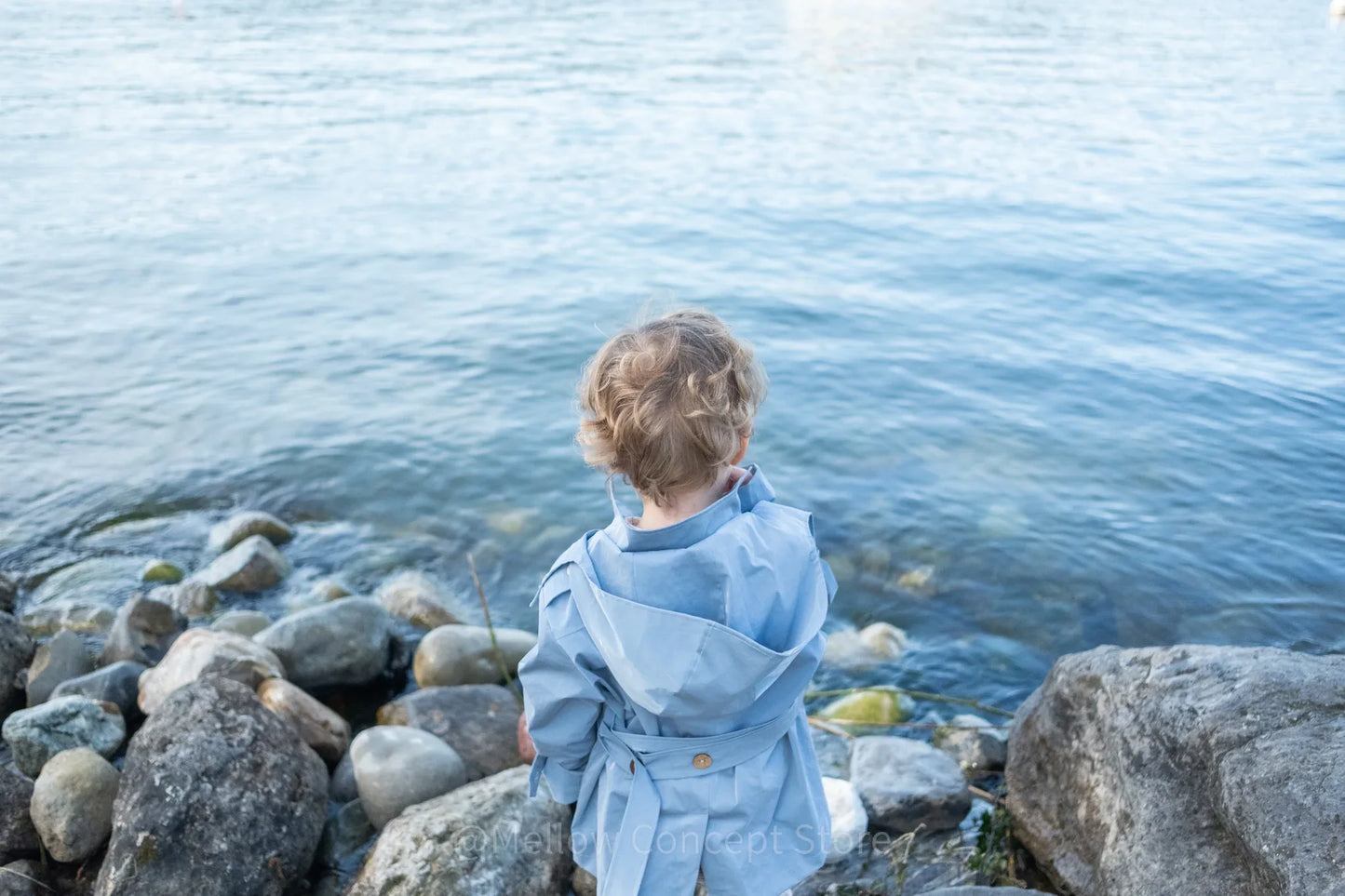 Kid's Trench Coat - Blue - Cotton