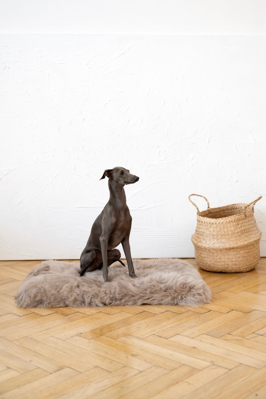 Square or Rectangular Natural Sheepskin Pet Mat Greige