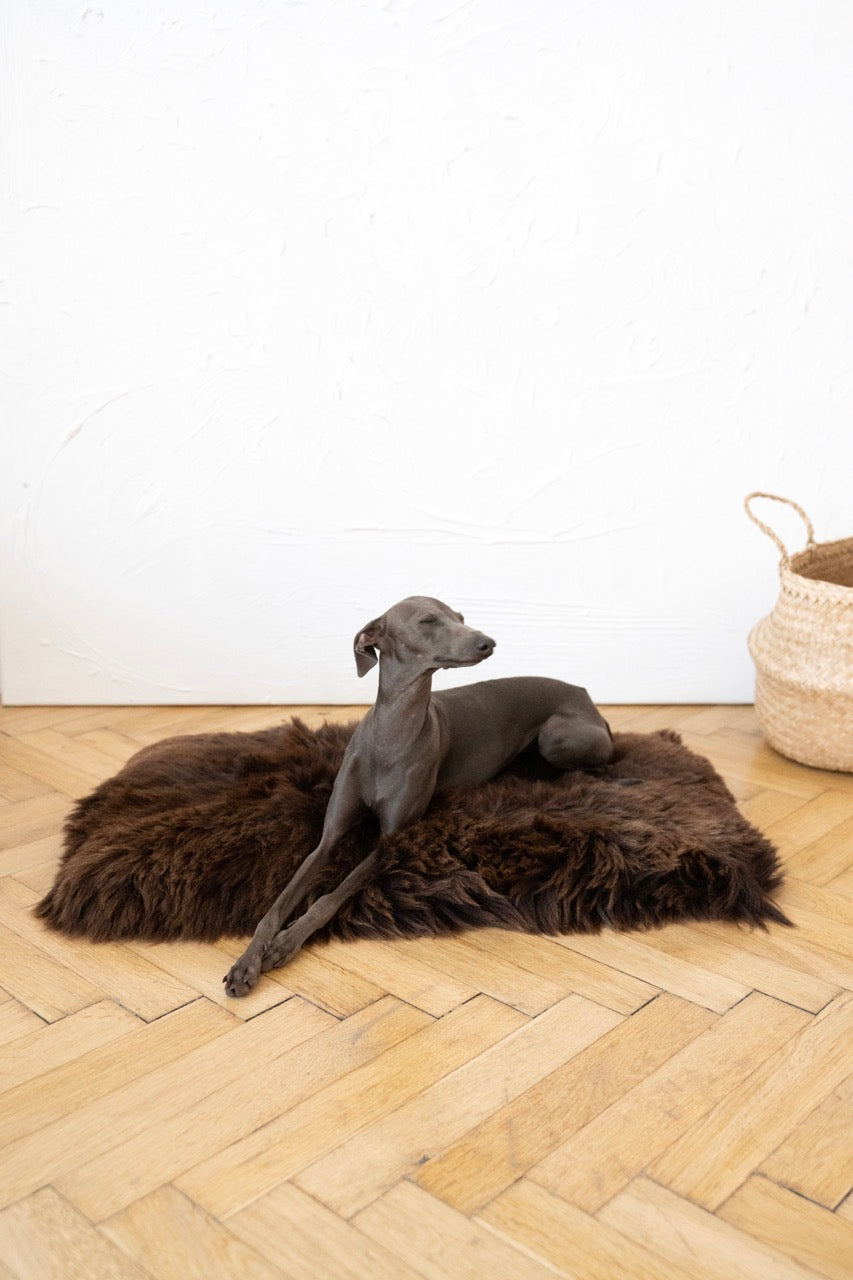 Square or Rectangular Natural Brown Sheepskin Pet Mat 
