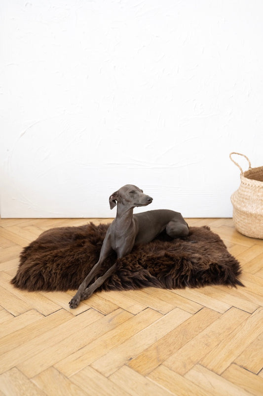 Square or Rectangular Natural Brown Sheepskin Pet Mat 