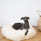 Round Natural Sheepskin White Pet Bed 