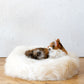Round Natural Sheepskin White Pet Bed 