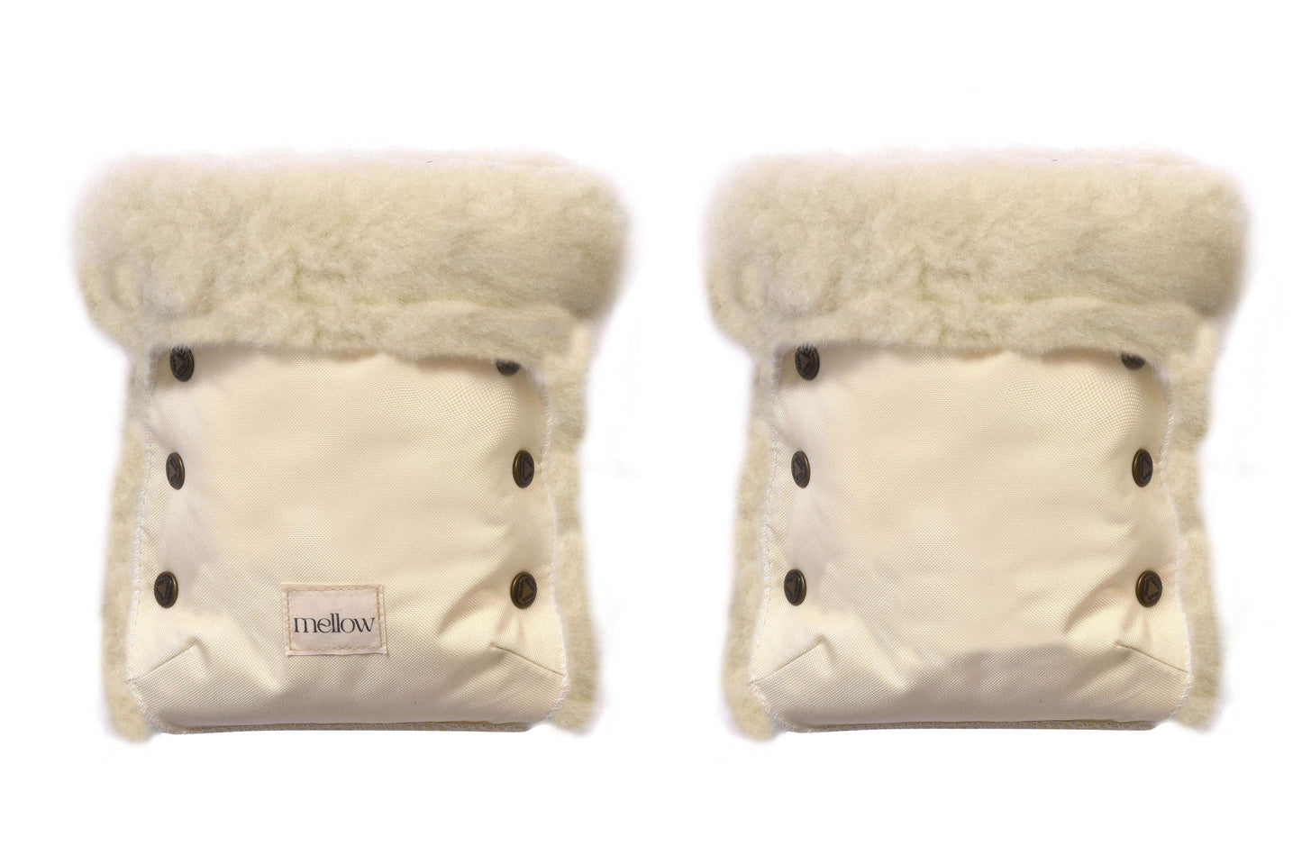 Waterproof Natural Wool Stroller Hand Muffs White