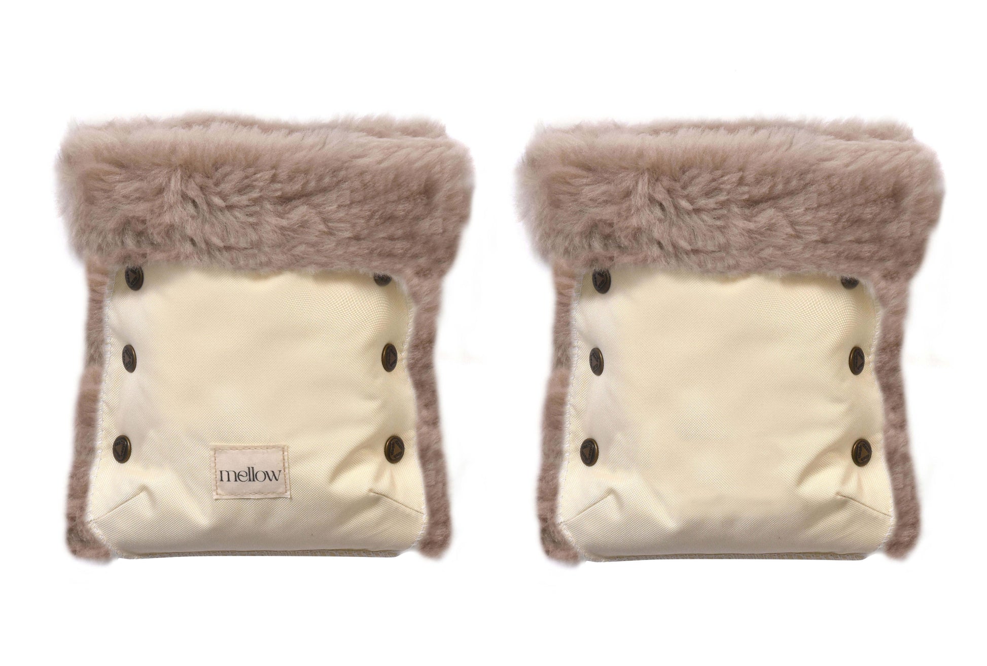 Waterproof Natural Sheepskin Stroller Hand Muffs  White&Beige