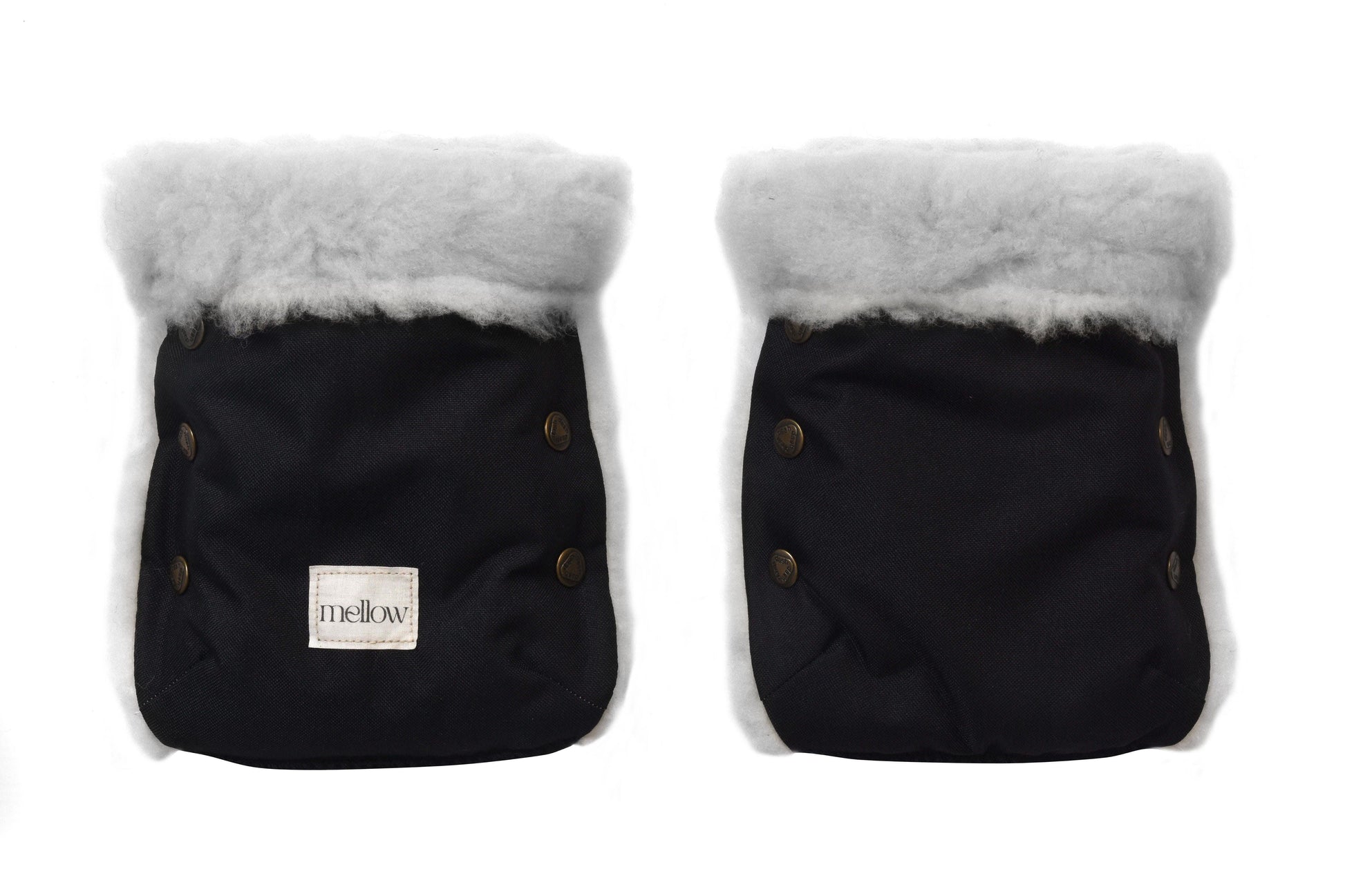 Waterproof Natural Wool Stroller Hand Muffs  Black&Grey