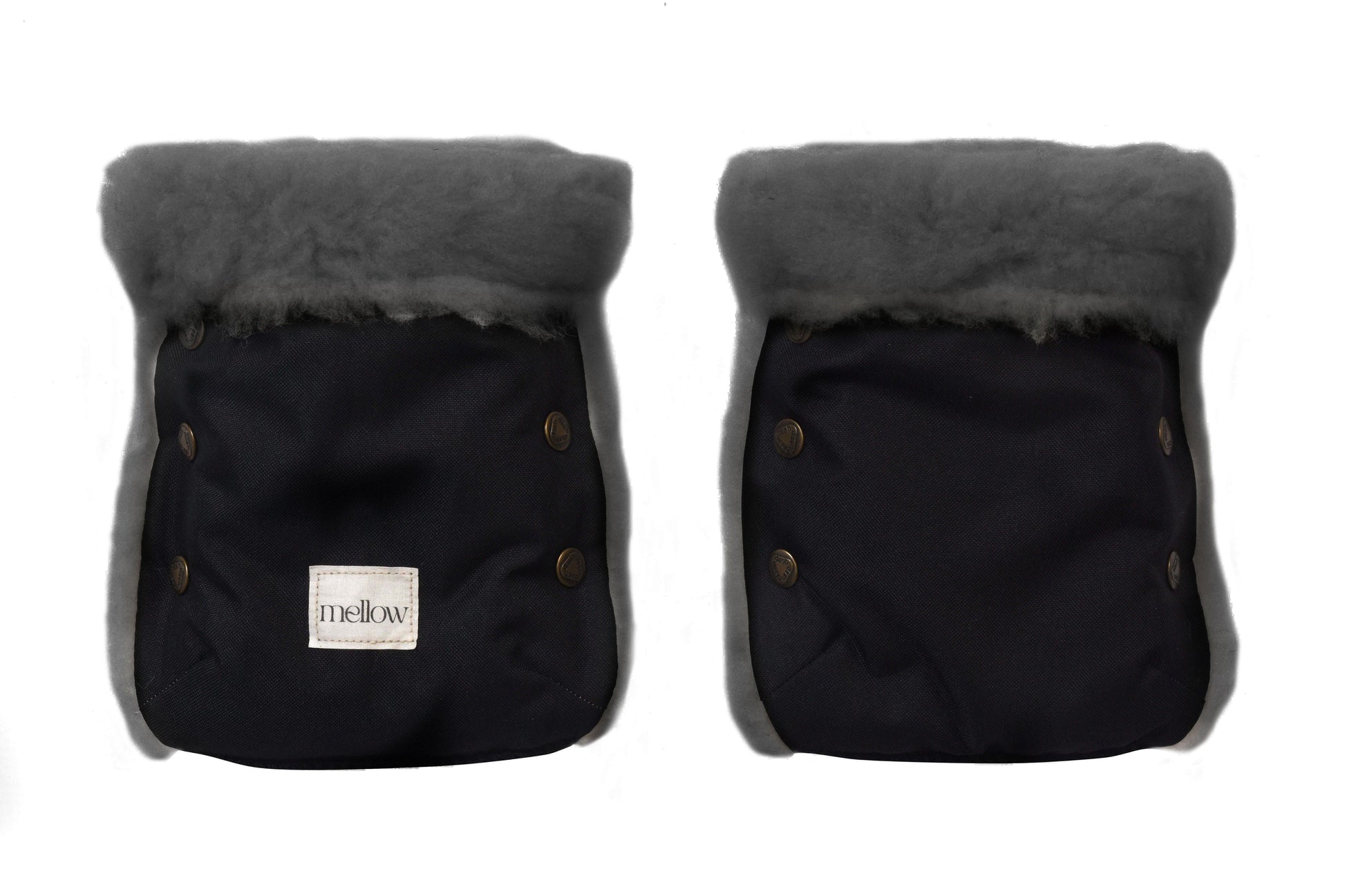 Waterproof Natural Wool Stroller Hand Muffs Black&Charcoal