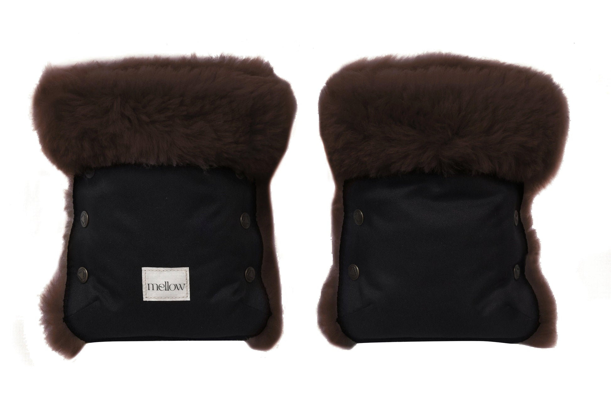 Waterproof Natural Sheepskin Stroller Hand Muffs  Black&Brown