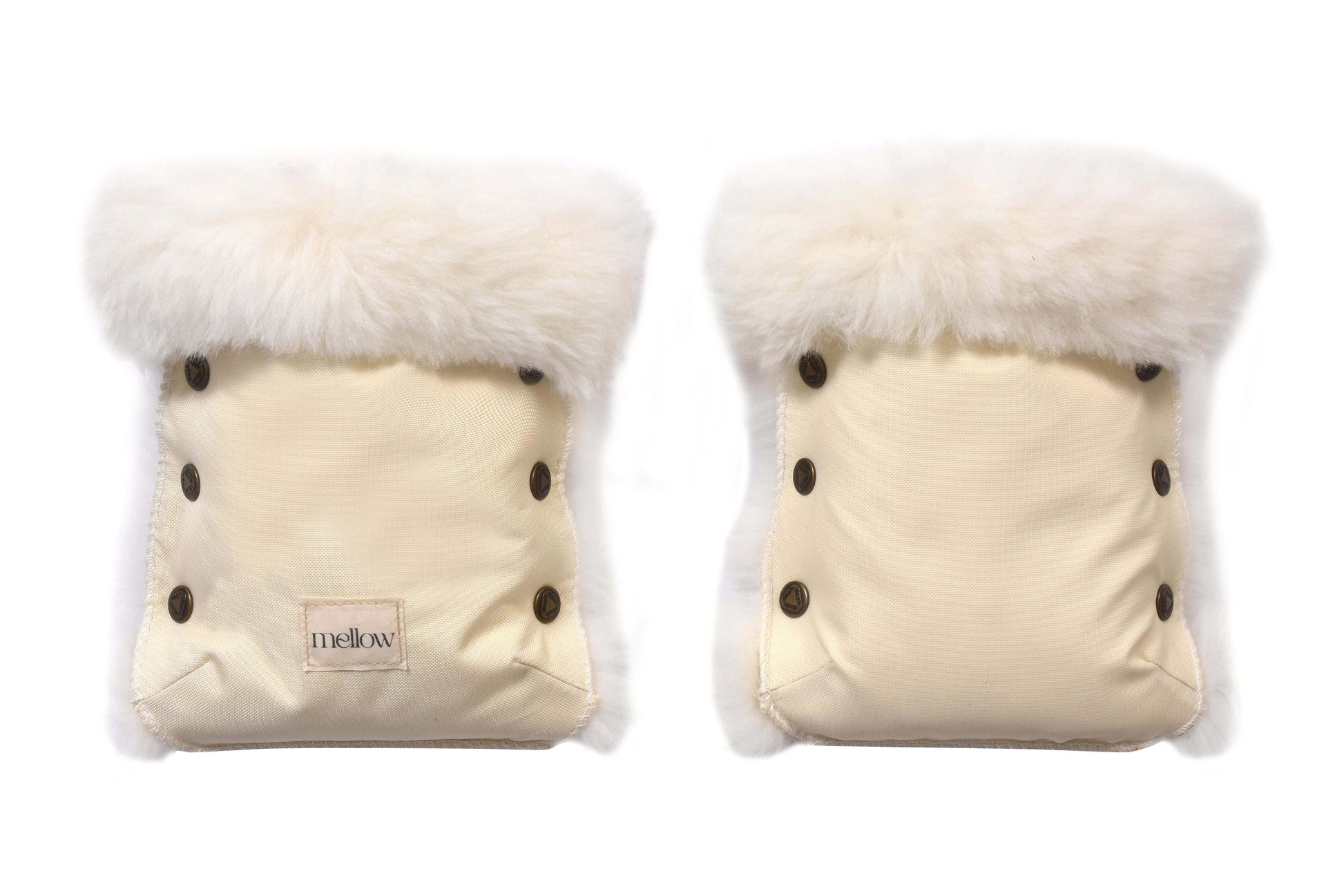 Waterproof Natural Sheepskin Stroller Hand Muffs White