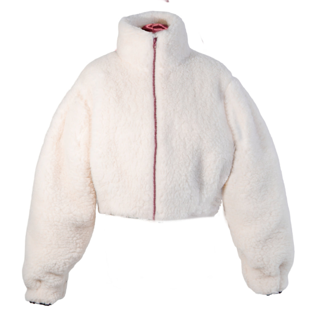Kurze Wolljacke für Damen - Weiß