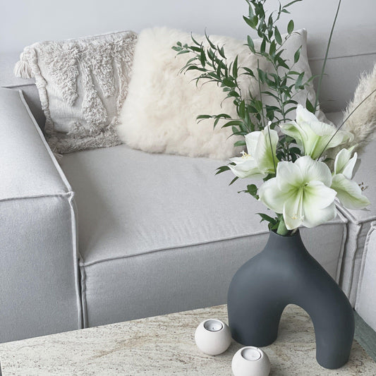 Square Natural Sheepskin Pillow White