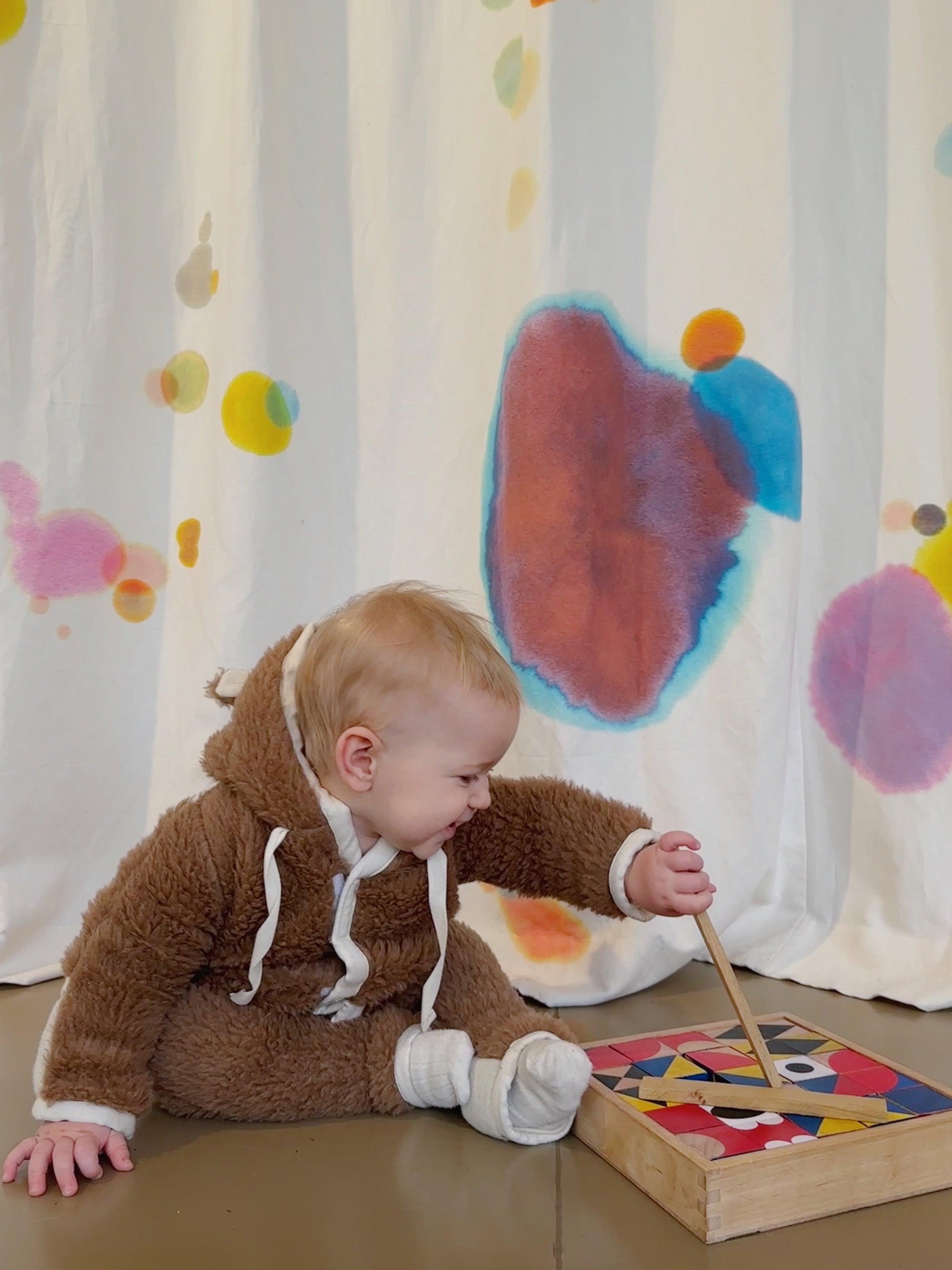 Baby/Kid Brown Virgin Wool Overall